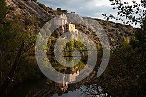 Hermitage of San Saturio in Soria, Spain, over Duero river