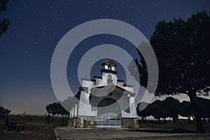 Hermitage under the night sky