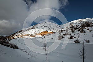 Hermon Mountain. Snow slope. Israel