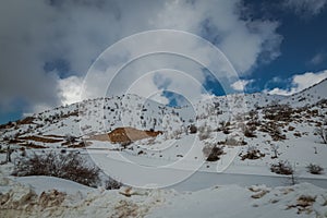 Hermon Mountain. Snow slope. Israel