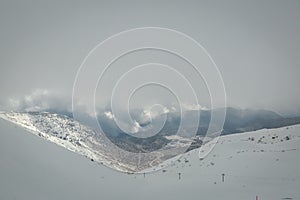 Hermon Mountain. Snow slope. Israel