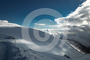 Hermon Mountain. Snow slope. Israel