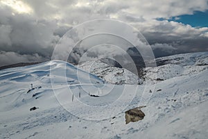 Hermon Mountain. Snow slope. Israel