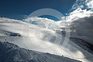 Hermon Mountain. Snow slope. Israel