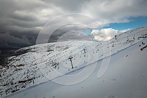 Hermon Mountain. Snow slope. Israel