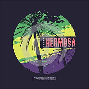 Hermosa California vector graphic t-shirt design, poster, print