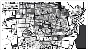Hermosillo Mexico City Map in Black and White Color in Retro Style. Outline Map photo
