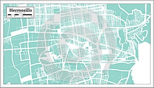 Hermosillo Mexico City Map in Retro Style. Outline Map photo