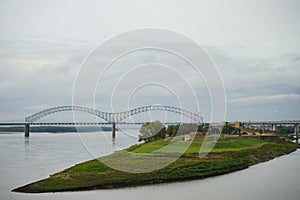 Hernando de Soto bridge and muddy island