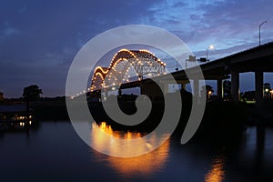 Hernando De Soto Bridge at night in Memphis Tennessee