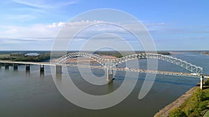 Hernando do Soto Bridge in Memphis between Arkansas and Tennessee - aerial view