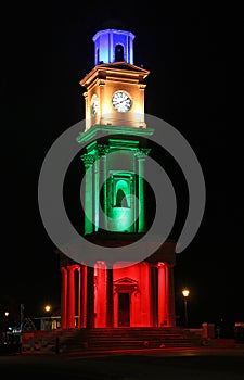 Herne bay victorian clock tower illuminated