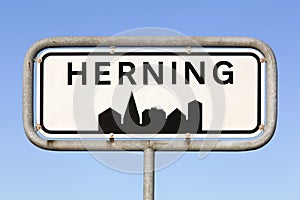 Herning city road sign in Denmark