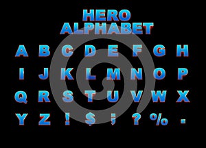 Hero alphabet super hero bold capital alphabet letters 3D illustration