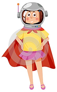 Hero girl wearing astronaut helmet