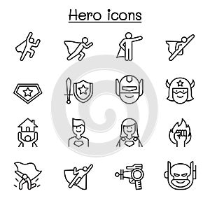 Hero icon set in thin line style