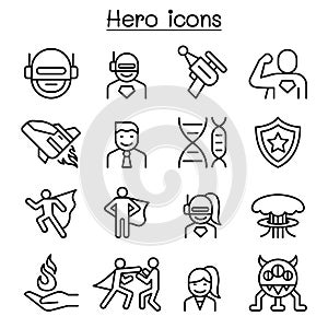 Hero icon set in thin line style photo