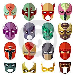 Hero mask characters vector flat icons