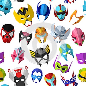 Hero mask vector superhero masque and masking face cartoon character illustration set of powerful masked symbol isolated