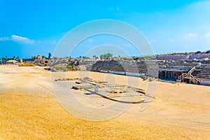 Herodian amphitheatre at ancient Caesarea in Israel photo