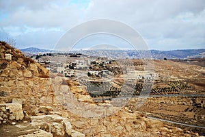 Herodium Herodion, Fortress of Herod the Great, view of palestinian territory, westbank, Palestine, Israel