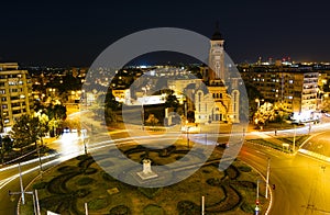 Heroes square and cathedral in Ploiesti , Romania