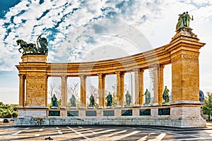 Heroes` Square-is one of the major squares in Budapest, Hungary, statue Seven Chieftains of the Magyars and other important