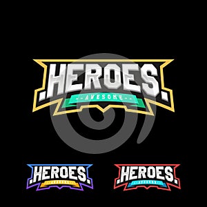 Heroes or Superhero sport text logo. photo