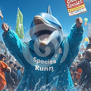 Heroic Dolphin-Costumed Champion at Rally