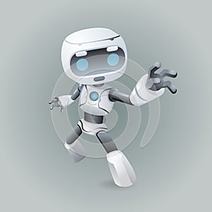 Heroic pose robot technology science fiction future 3d design vector illustration photo