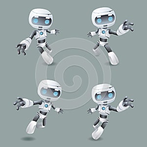 Heroic pose robot technology set vector illustration photo
