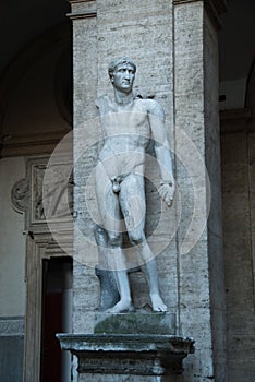 Heroic Romanesque Statue in the Ancient Palazzo Mattei di Giove Courtyar photo