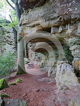 The Heroldt Rock Formations on the Mullerthal Trail in Berdorf, Luxembourg photo