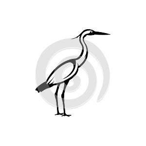 Heron silhouette, bird logo template