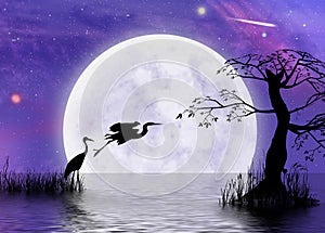 Heron fantasy moonscape