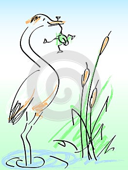 Heron and frog