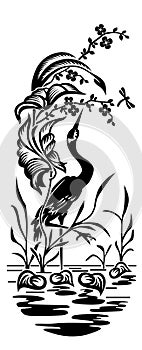 Heron graphic illustration