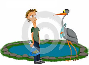 Heron and pond