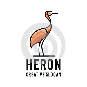 Heron Stork Crane Bird Logo Modern Illustration