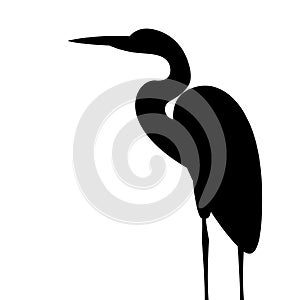 Heron vector illustration black silhouette profile
