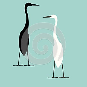 Heron vector illustration flat style black silhouette