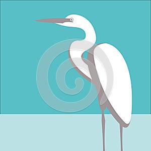 Heron vector illustration profile side flat style