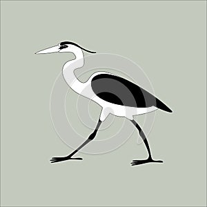 Heron walking vector illustration profile