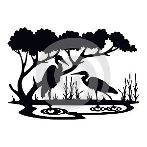 Herons Wildlife, Wildlife Stencils - Forest Silhouettes for Cricut, Wildlife clipart, png Cut file, iron on, vector photo