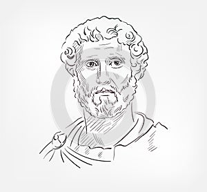 Herophilos Greek famous physician medical scientist vector sketch illustration