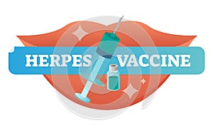 Herpes virus concept vector illustration badge, virus closeup design.