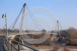 Herrenkrugsteg, a suspension bridge for pedestrians and cyclists in Magdeburg, Germany