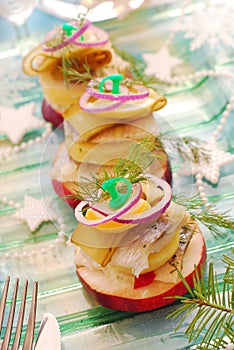 Herring appetizer with potato and apple
