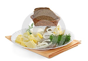 Herring with boiled potatoes for breakfast