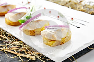Herring Canape with Potato and Onion